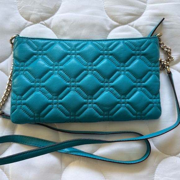 Kate Spade Blue Quilted Clutch with Gold Accents - Picture 2 of 4